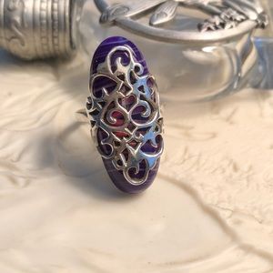 Botswana Agate Purple Sterling Silver Ring Sz 7.5